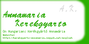 annamaria kerekgyarto business card